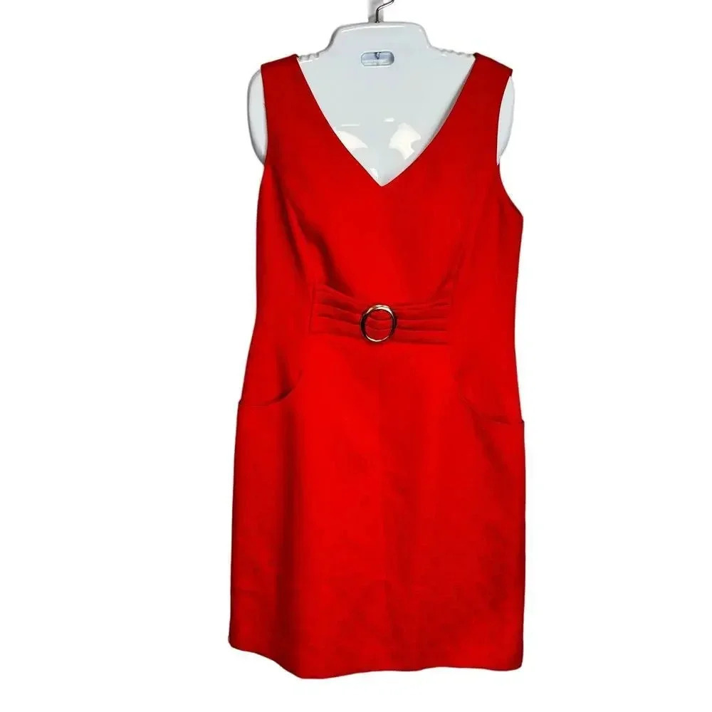 TAHARI Arthur S. Levine Lucianna Shift Dress Orange Geometric Pattern Women’s 12